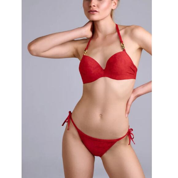 Marlies Dekkers Rubine Red Tie and Bow Bikini Bottom Size M - Picture 1 of 9